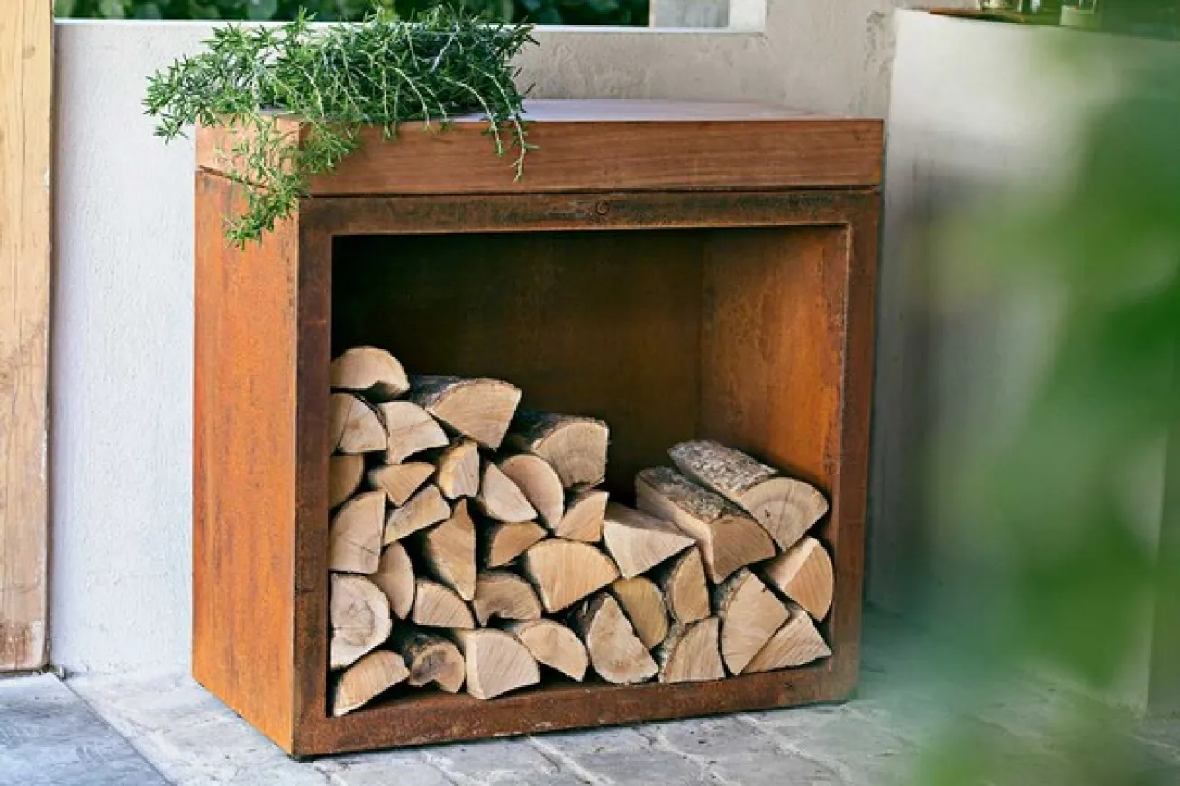 Ofyr Butcher Block Storage Corten 90 Teak