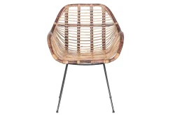 Rattanstuhl mit Armlehne und Metallkufe