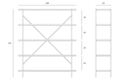 Regal Rise Eiche Metall H 165 cm