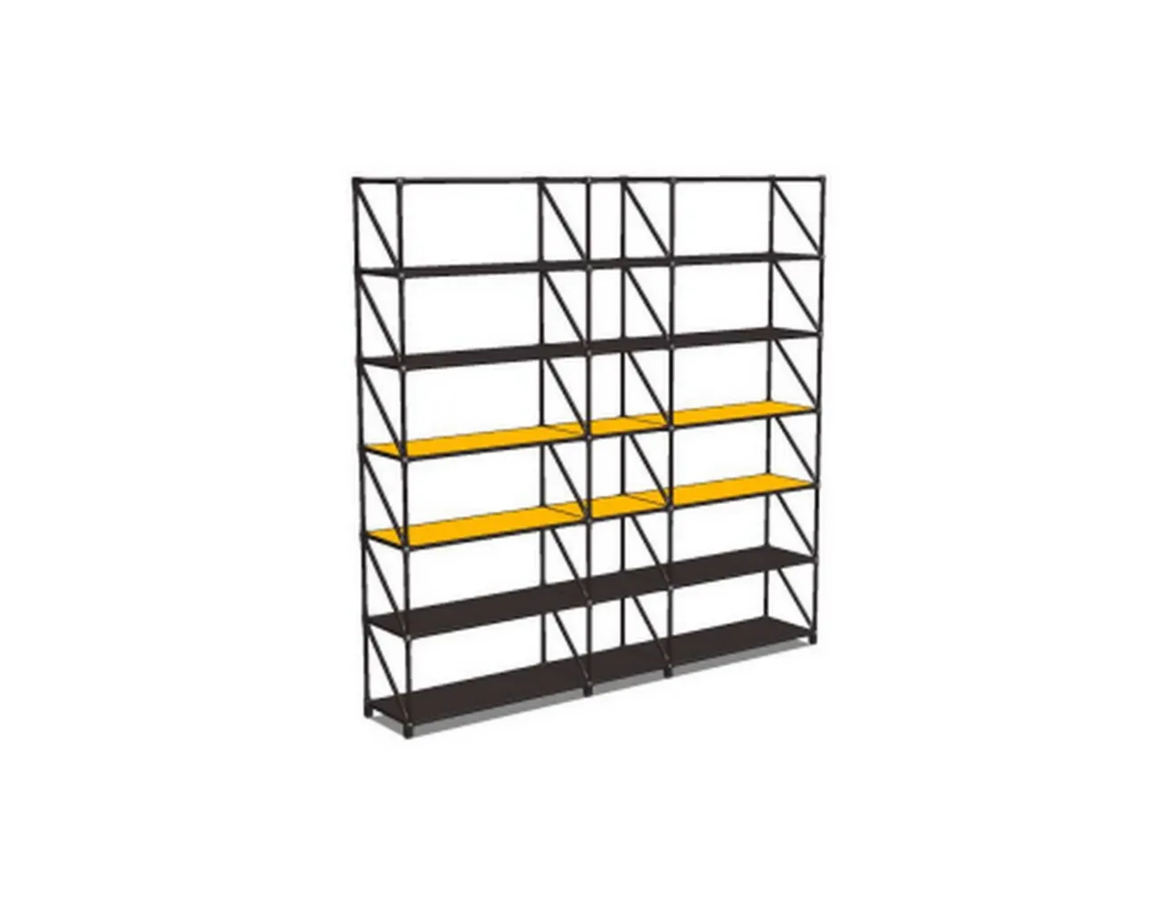 Regal schwarz-gelb H 224 cm