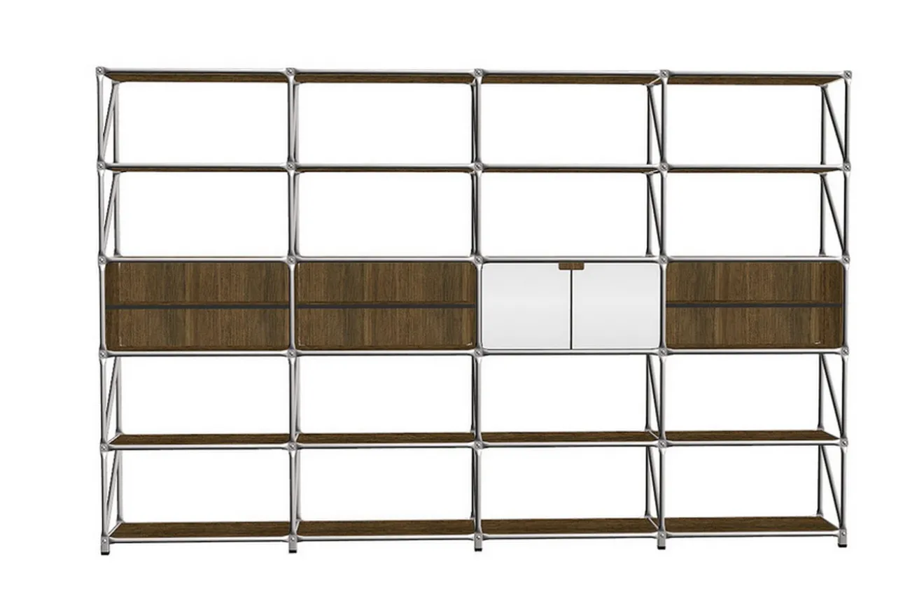 Regalwand System 180 Walnuss B 291 cm