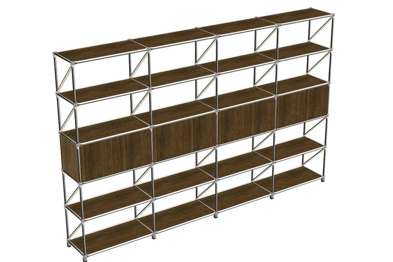 Regalwand System 180 Walnuss B 291 cm