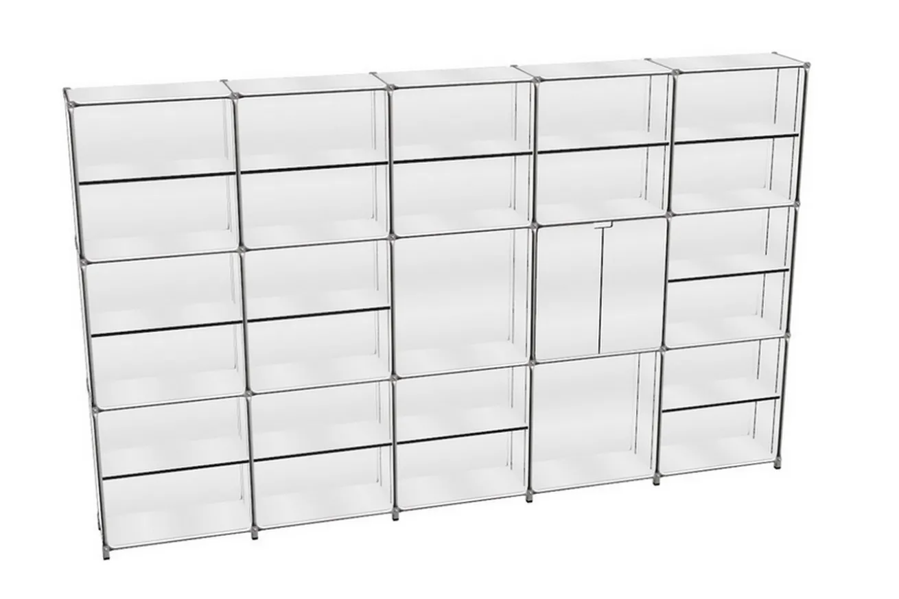 Regalwand System 180 weiß B 363 cm