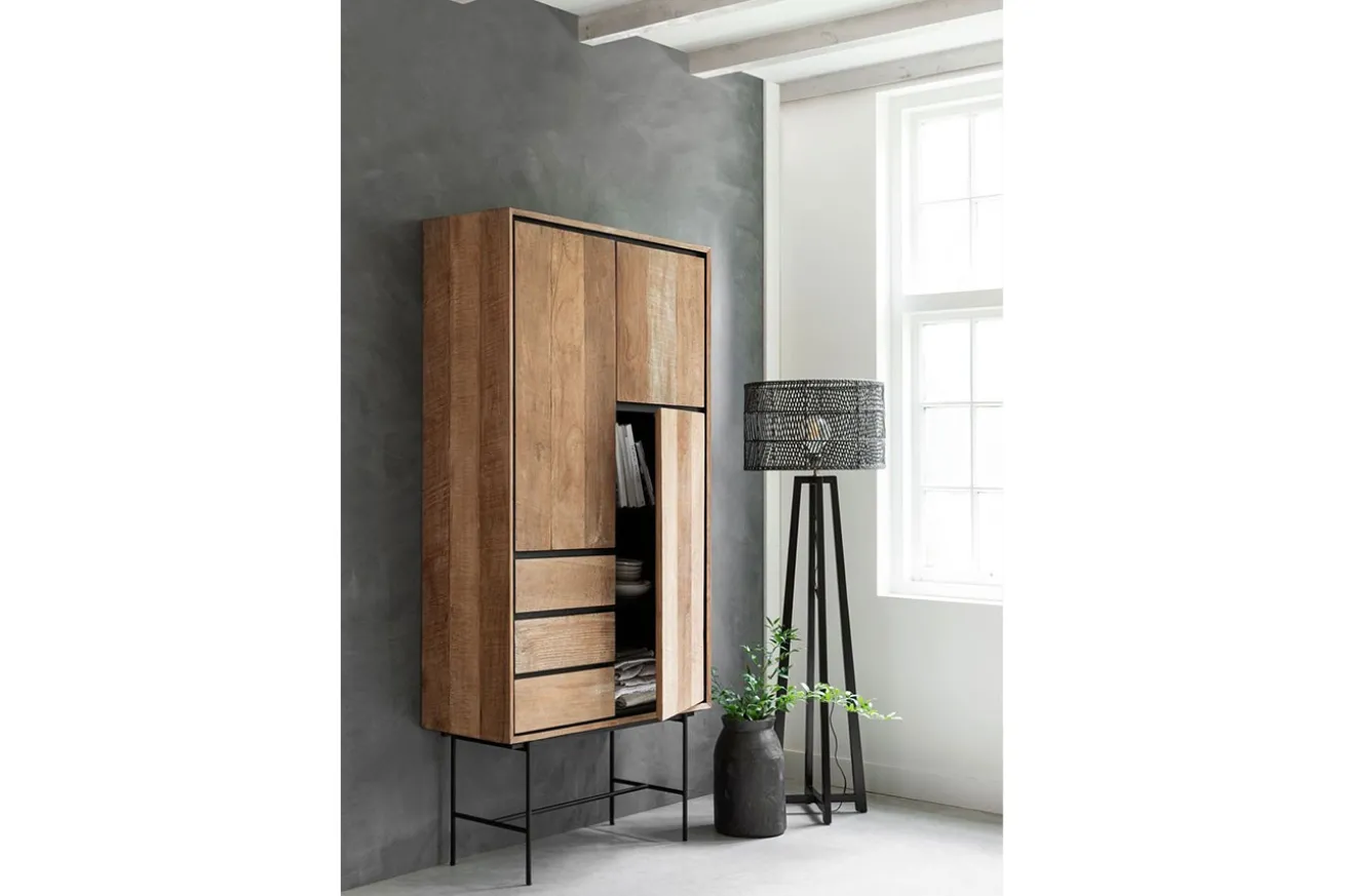 Schrank Metropole Teak Metall 210x100 cm