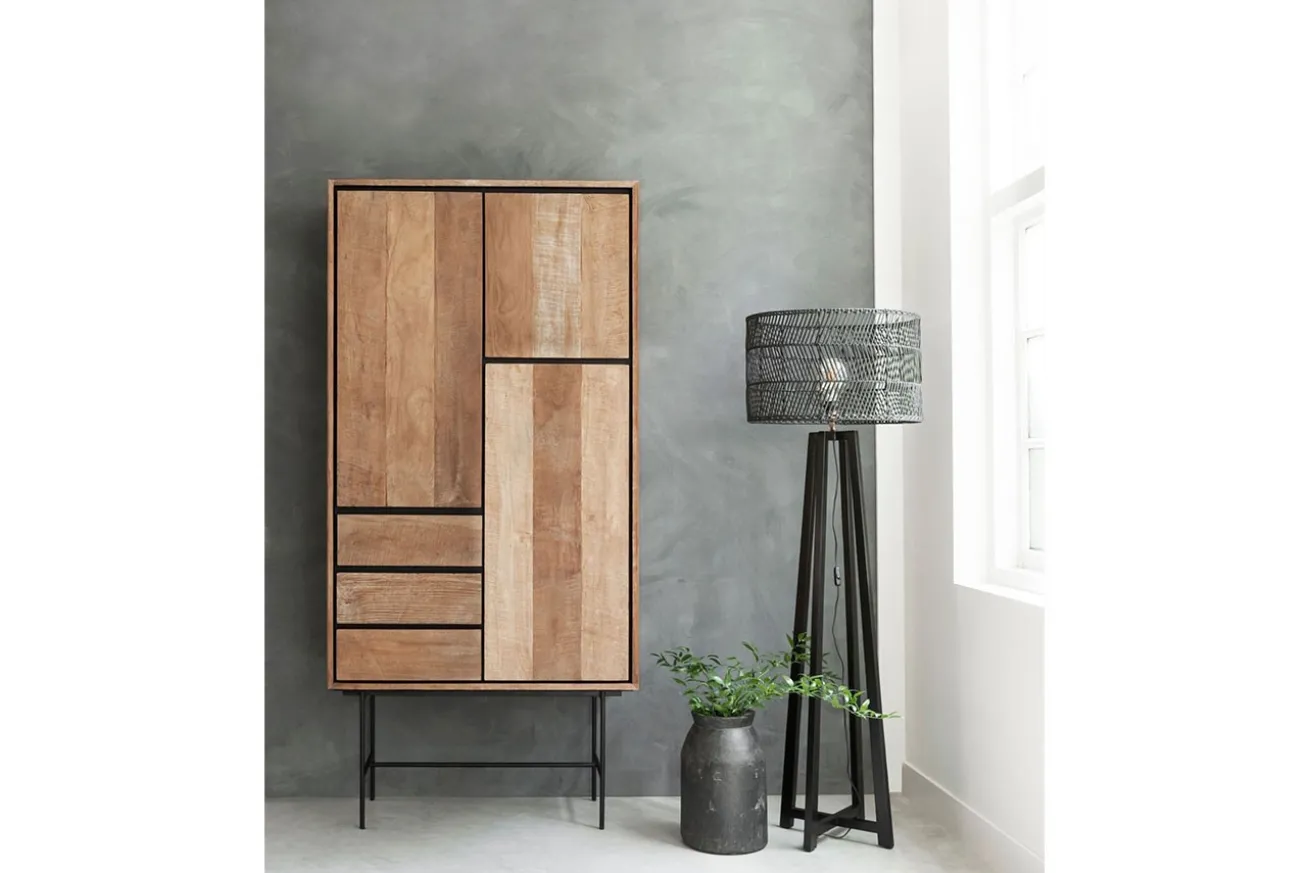Schrank Metropole Teak Metall 210x100 cm