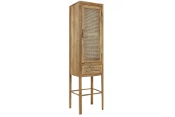Schrank Nele Teak Holz Rattan H 180 cm