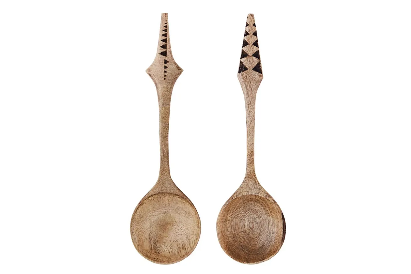 Servierlöffel Set Hand Craved Mango natur