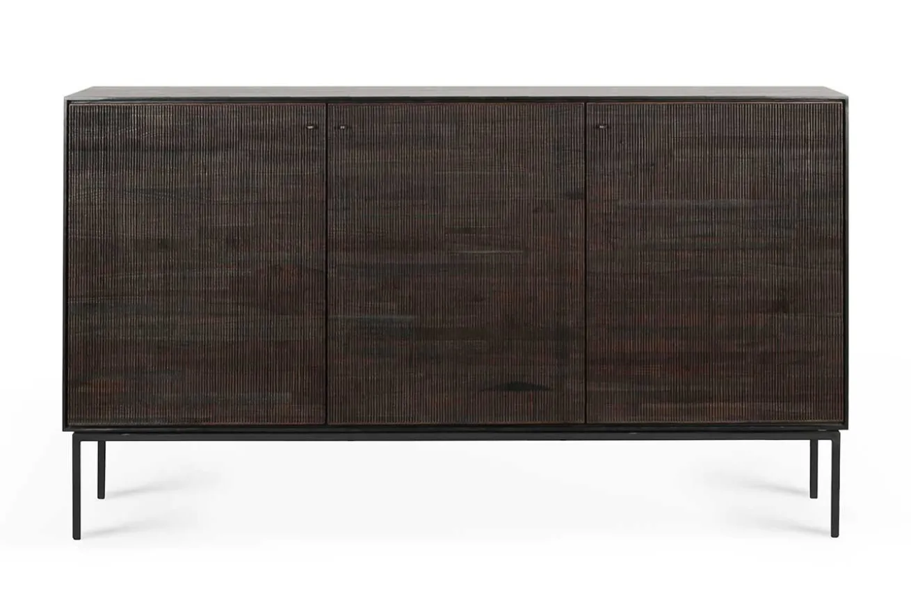 Sideboard Grooves Teak massiv B 152 cm