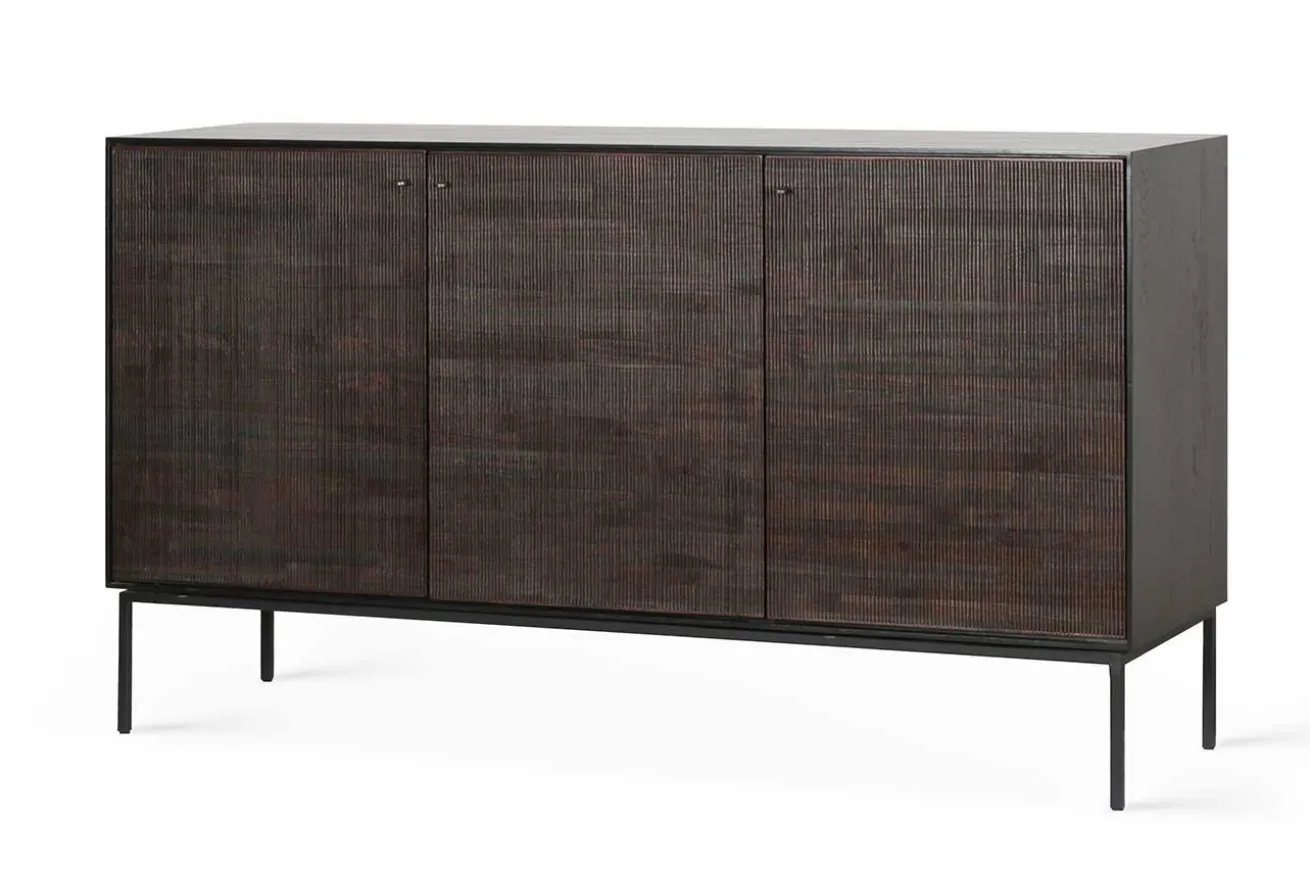 Sideboard Grooves Teak massiv B 152 cm