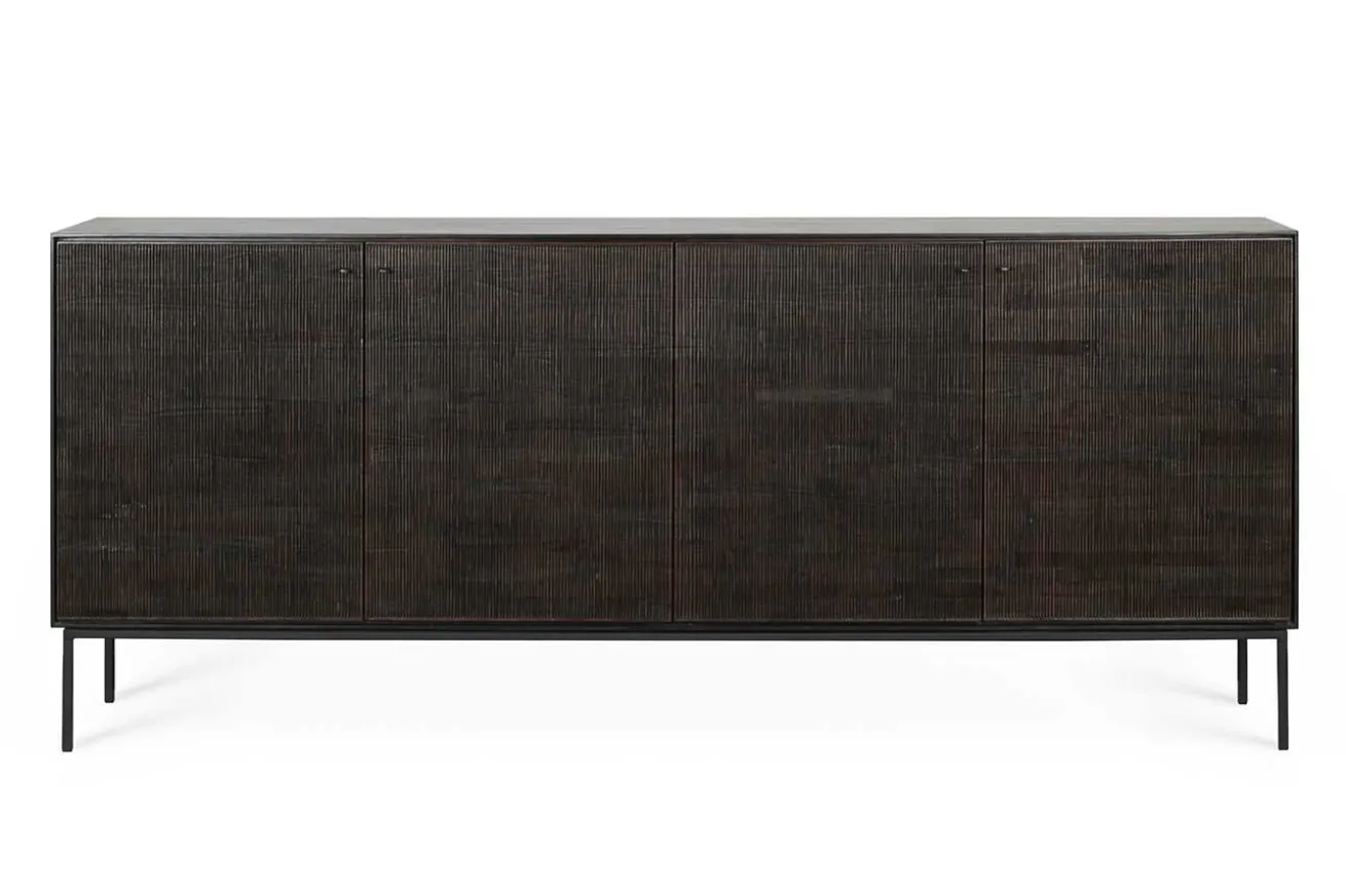 Sideboard Grooves Teak massiv B 202 cm