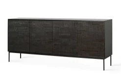 Sideboard Grooves Teak massiv B 202 cm