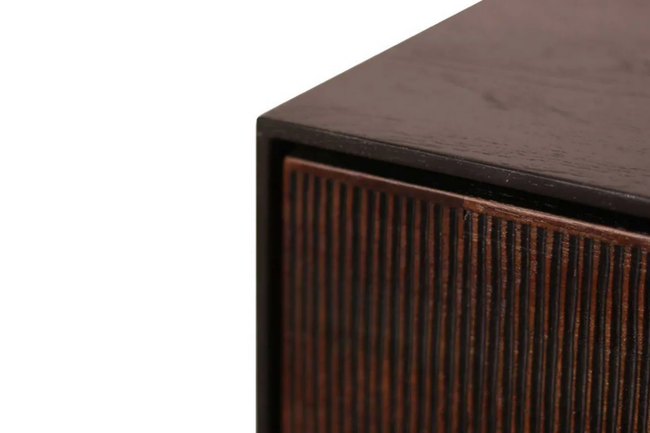 Sideboard Grooves Teak massiv B 202 cm