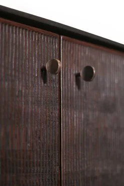 Sideboard Grooves Teak massiv B 202 cm