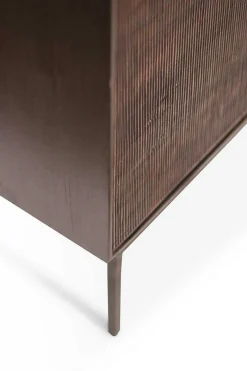 Sideboard Grooves Teak massiv B 202 cm