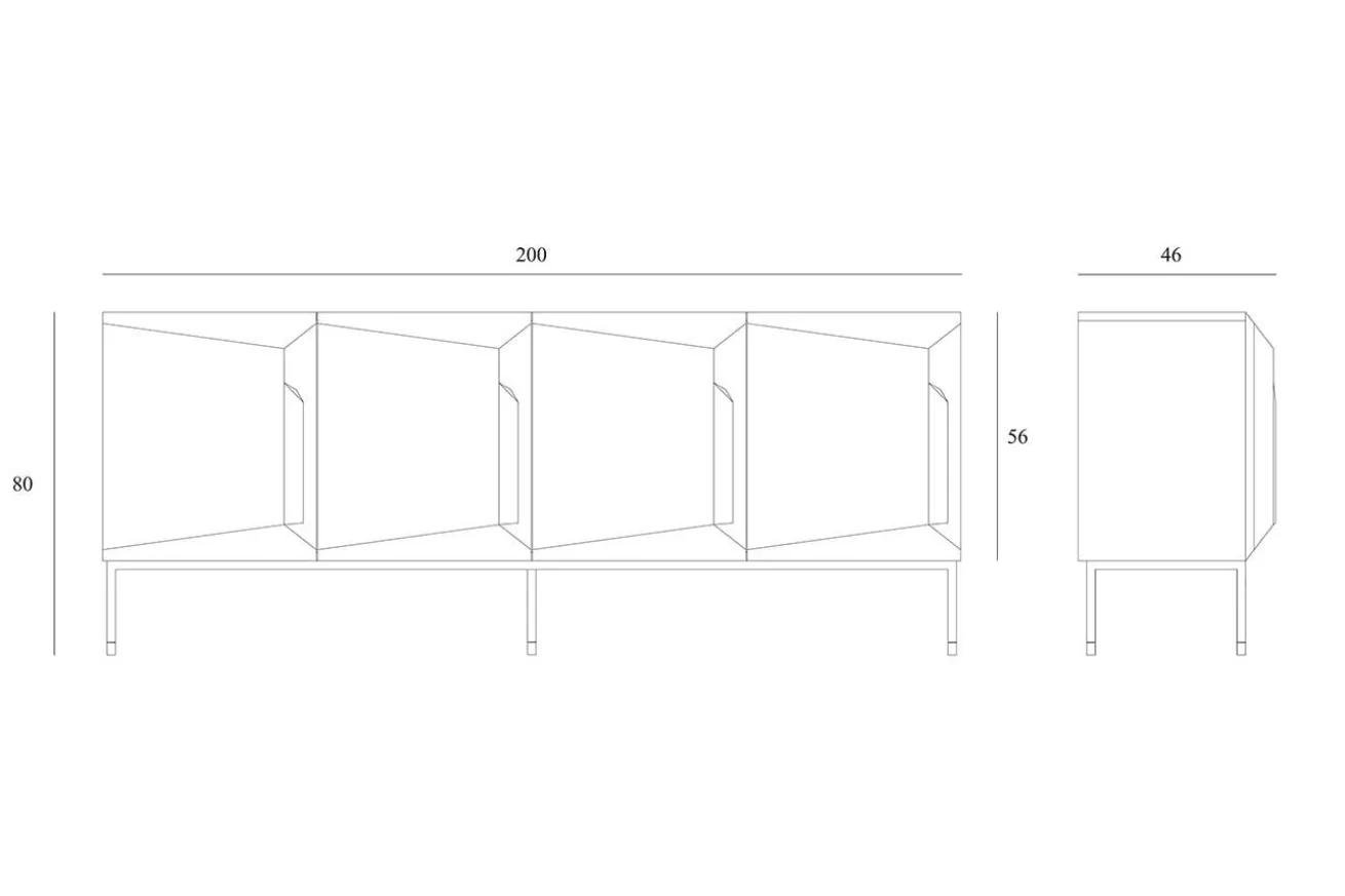 Sideboard Stairs Eiche schwarz B 200 cm