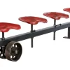 Sitzbank Stahl mit 4 Traktorsitzen rot b 230 cm