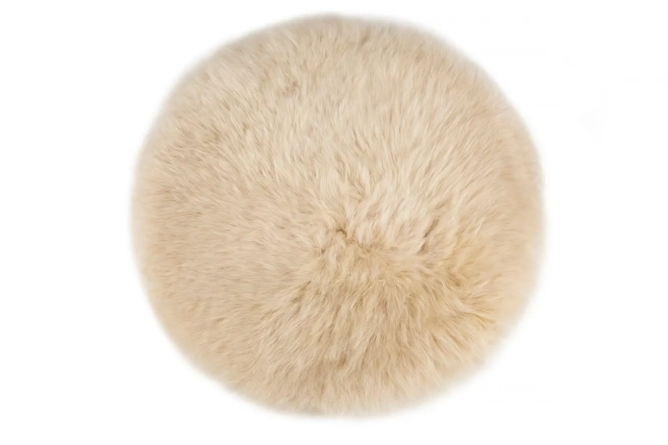 Sitzkissen Lammfell beige rund