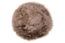 Sitzkissen Lammfell Taupe rund
