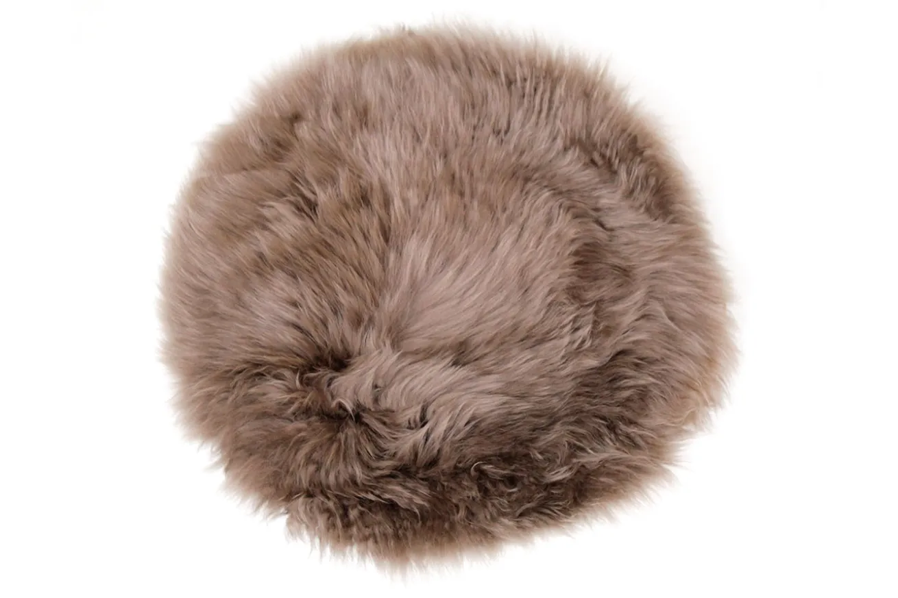 Sitzkissen Lammfell Taupe rund
