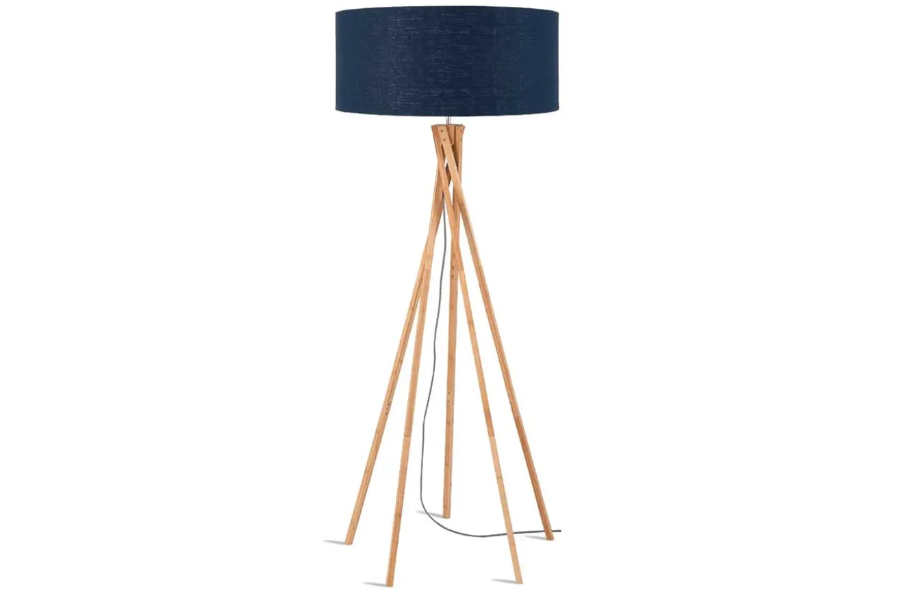 Stehlampe Kilimanjaro Bambus Textil blau