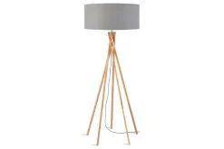Stehlampe Kilimanjaro Bambus Textil hellgrau