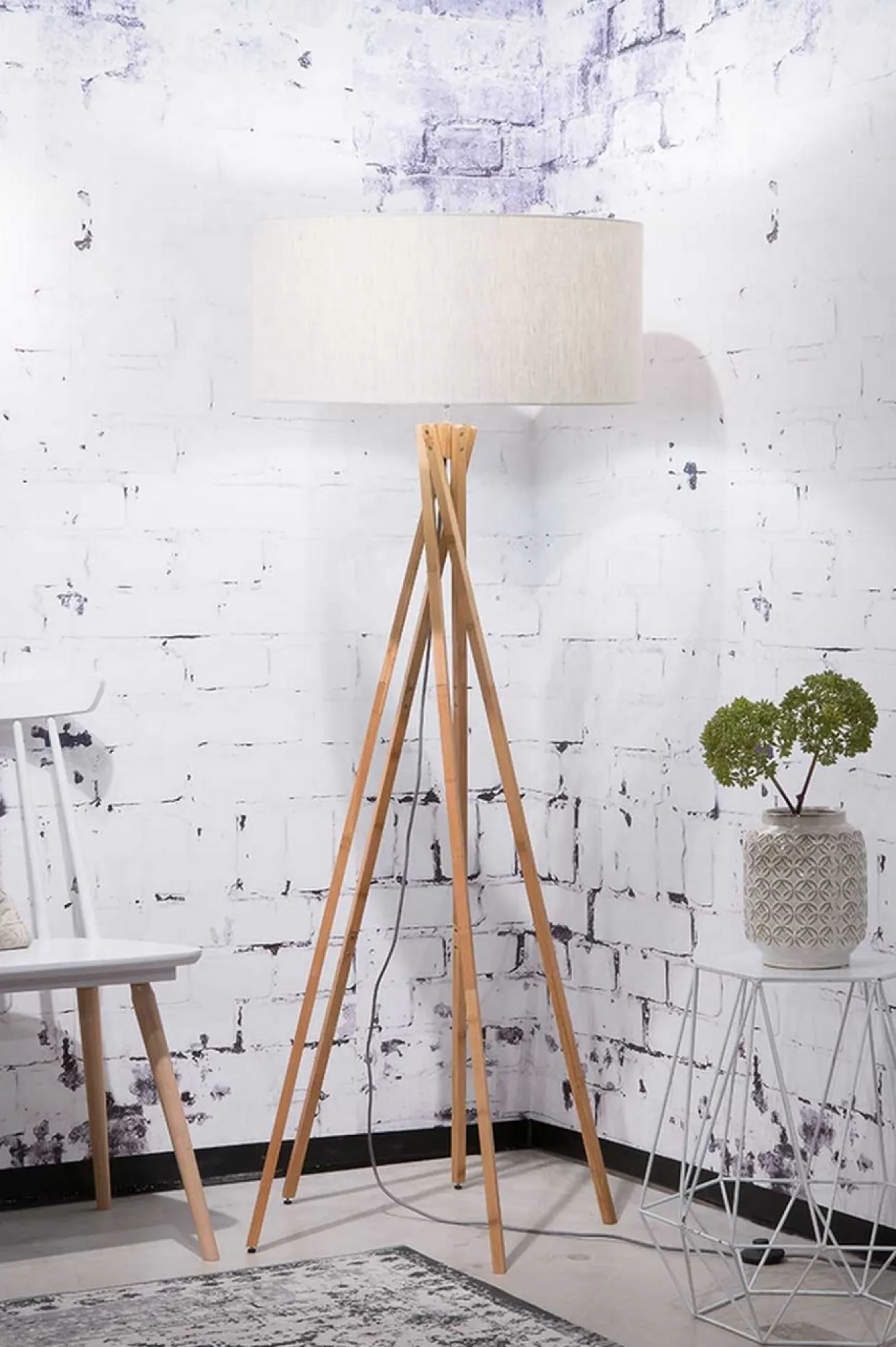 Stehlampe Kilimanjaro Bambus Textil natur