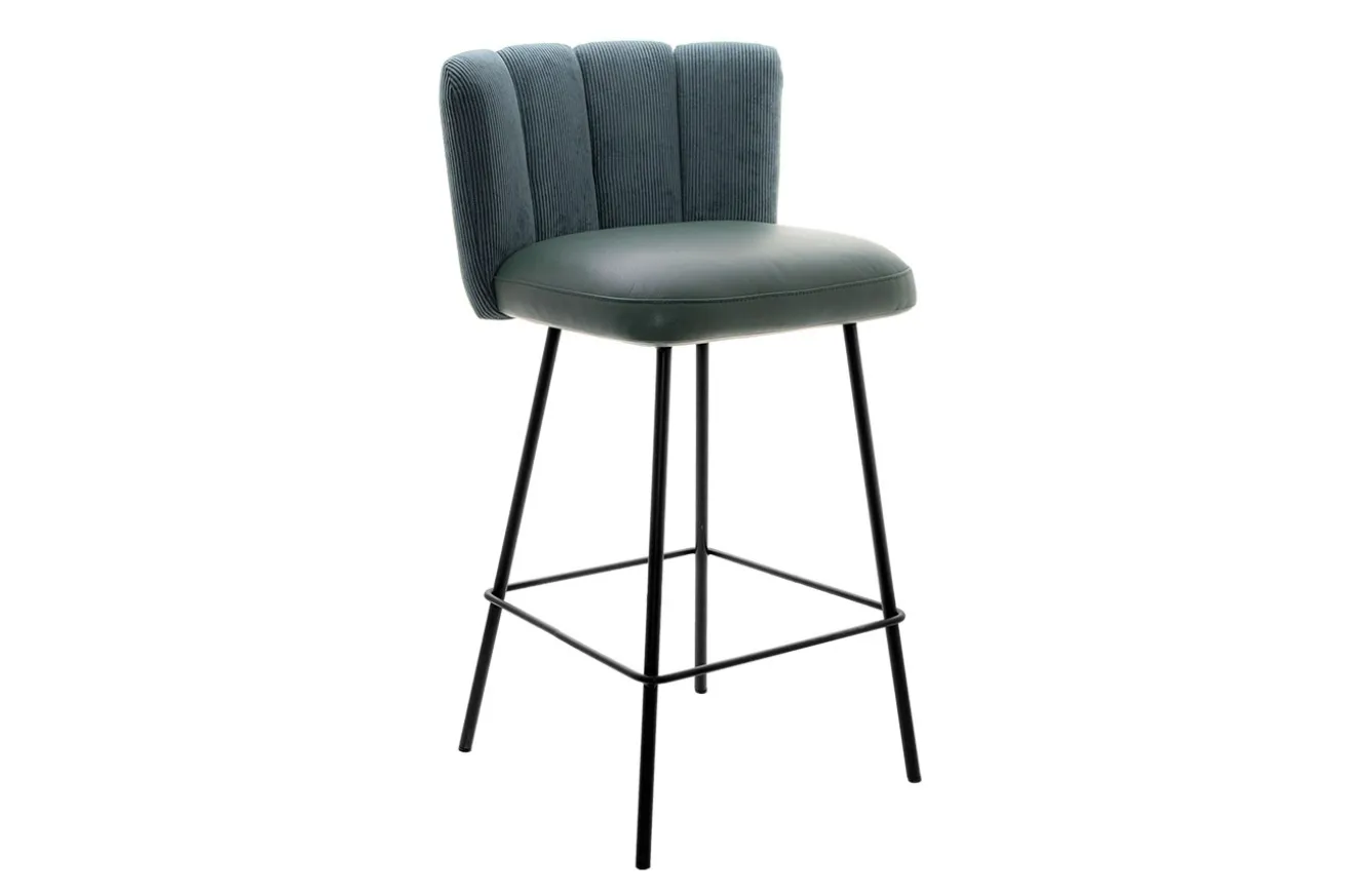 Thekenhocker Gaia Leder blau schmal