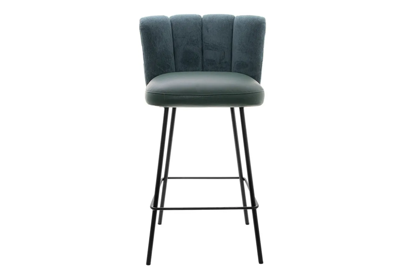 Thekenhocker Gaia Leder blau schmal