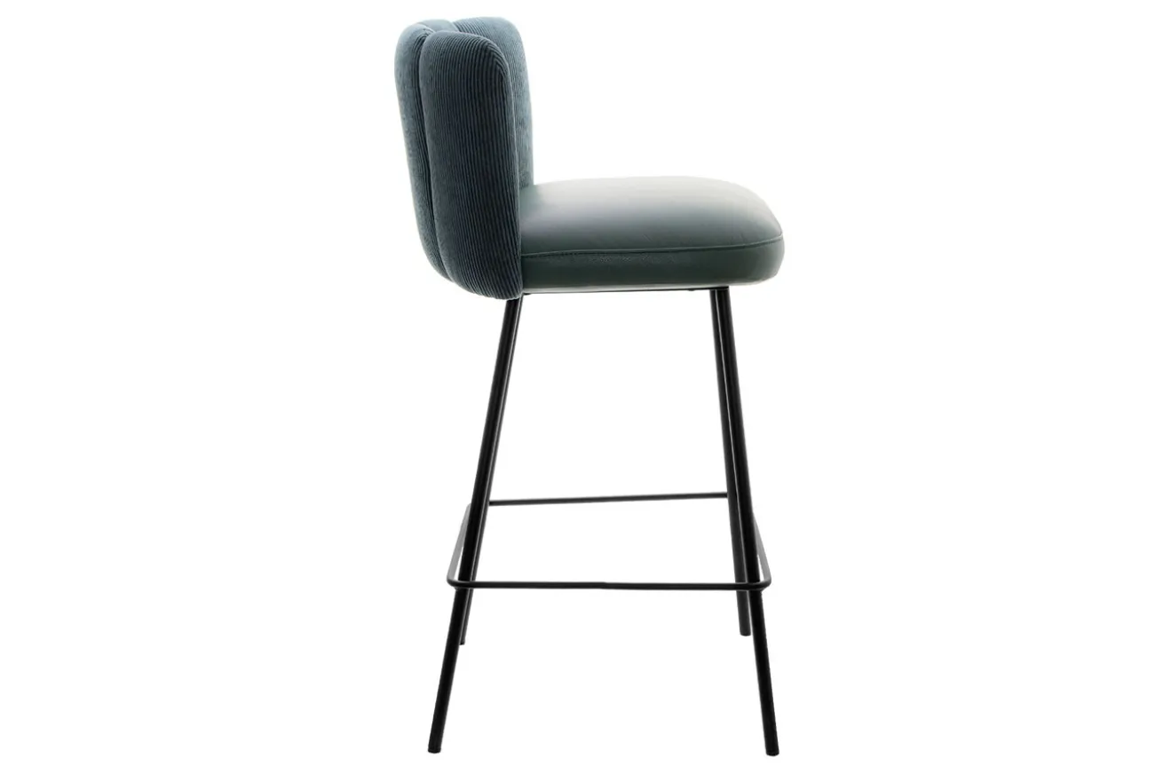Thekenhocker Gaia Leder blau schmal