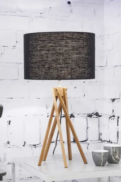 Tischlampe Kilimanjaro Bambus Textil schwarz