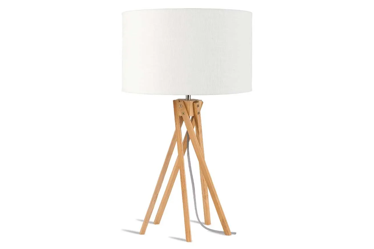 Tischlampe Kilimanjaro Bambus Textil weiß