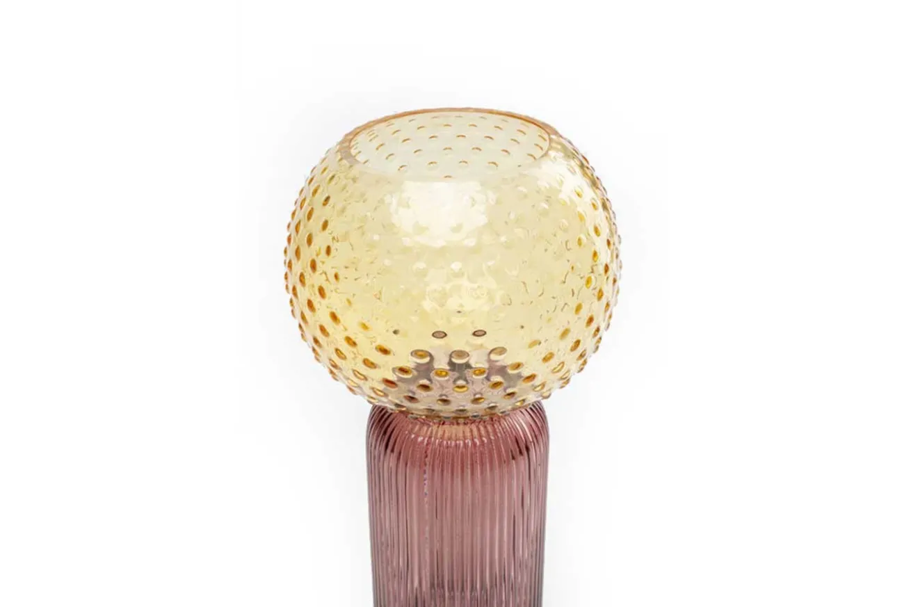 Vase Glas altrosa gelb