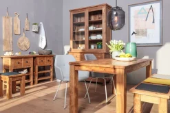 Vitrine Loft Teakholz massiv schmal