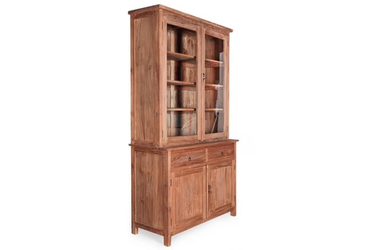 Vitrine Loft Teakholz massiv schmal