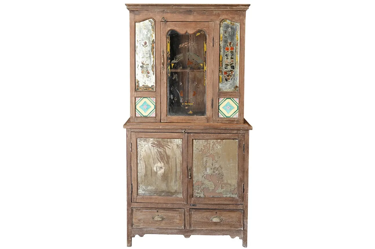 Vitrinenschrank Dutch Style mit Kacheln natur