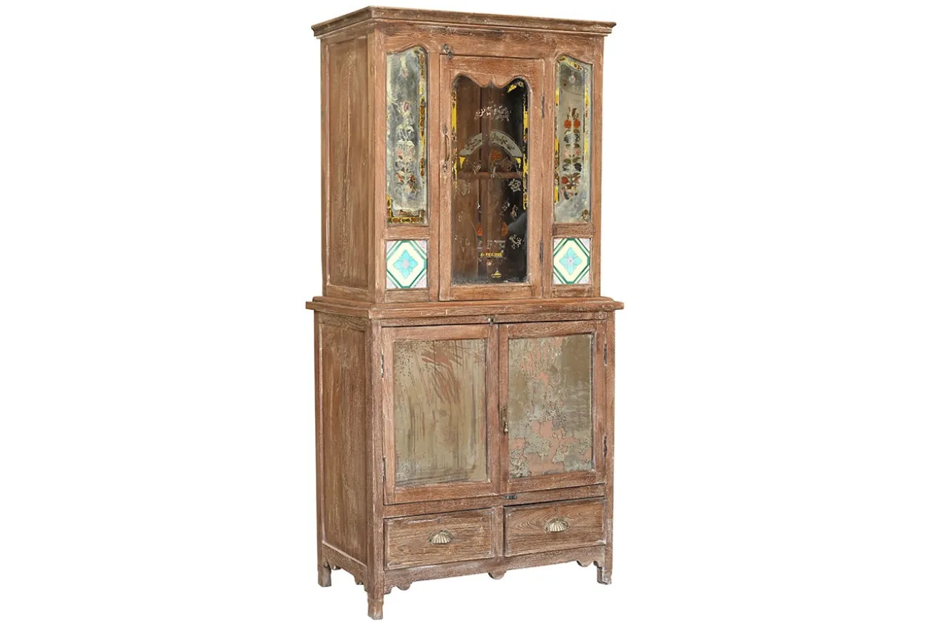 Vitrinenschrank Dutch Style mit Kacheln natur