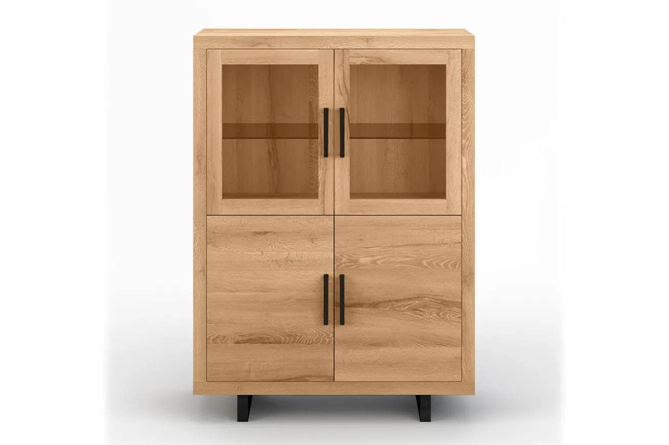 Vitrinenschrank Lucca Eiche H 180 cm