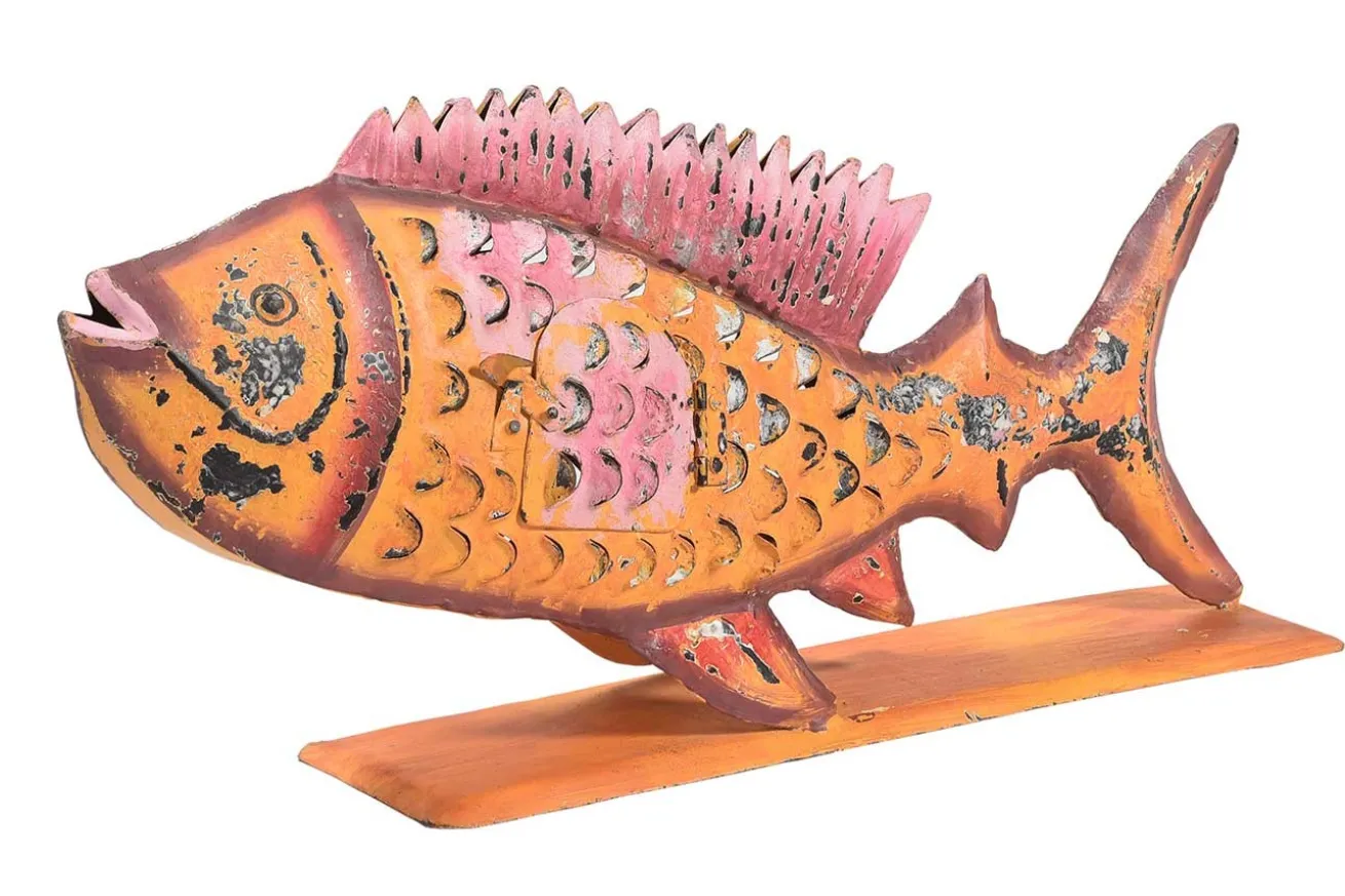 Windlicht Fisch Metall klein