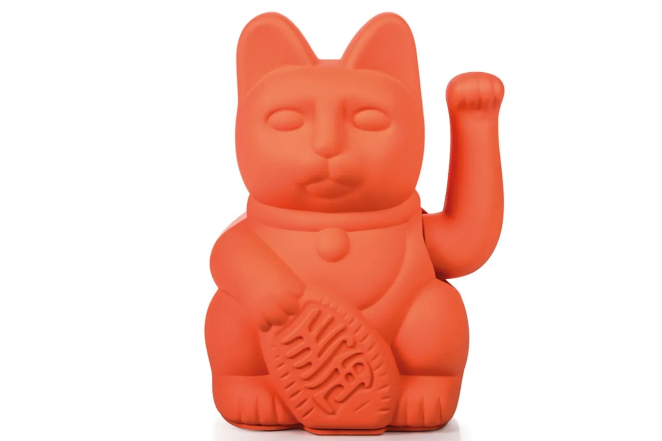 Winkekatze Lucky Cat neonorange matt