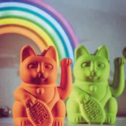 Winkekatze Lucky Cat neonorange matt